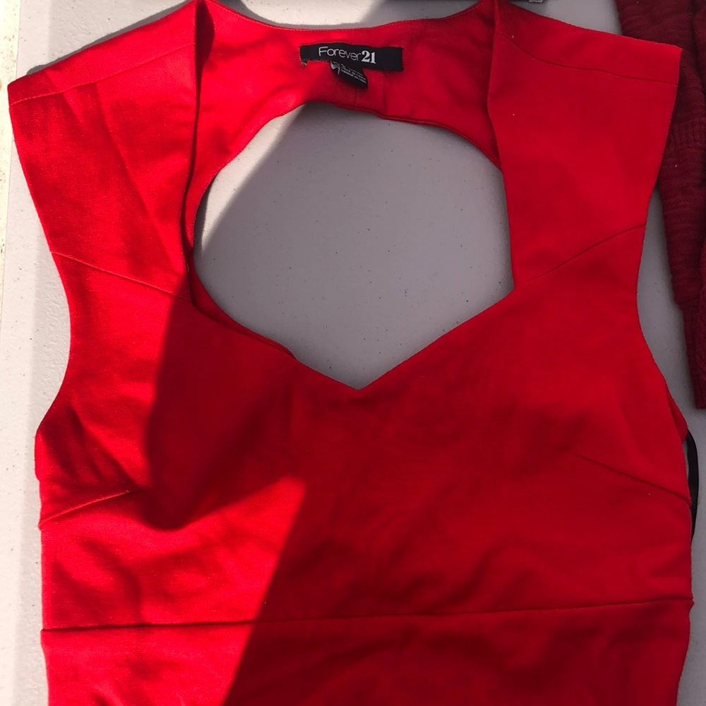 Open back red dress